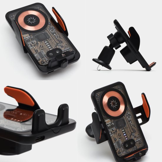 7066 : 15W car phone holder with wireless charging