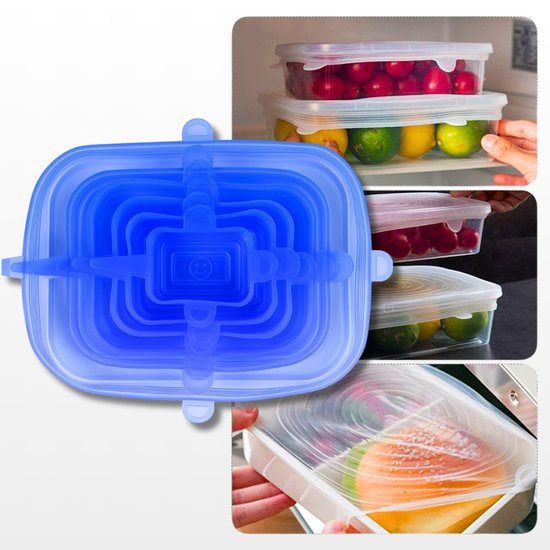 Universal Silicone Stretch Lids – 6 pcs, Blue