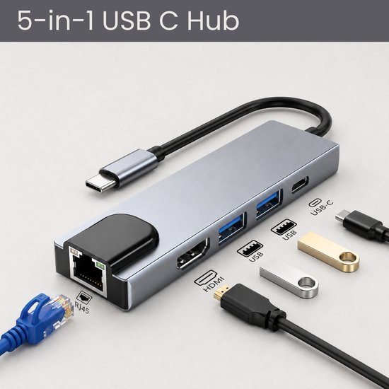 7123 : USB-C Hub 5-in-1 Multiport Adapter HDMI 4K