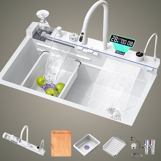 Zestaw zlew kuchenny z baterią - biały/ Multifunkcional sink