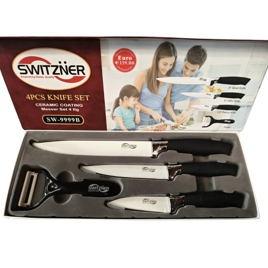 446-1 : NOŻE KUCHENNE CERAMICZNE 4 EL BIAŁE OSTRZA /WHITE CERAMIC KITCHEN