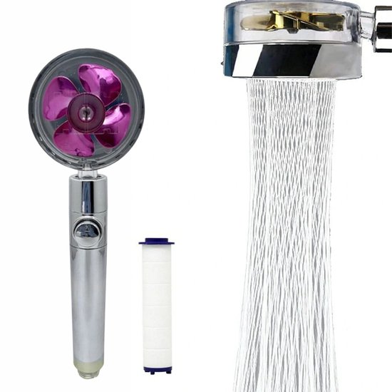 Showerhead with turbine and filter-Pink