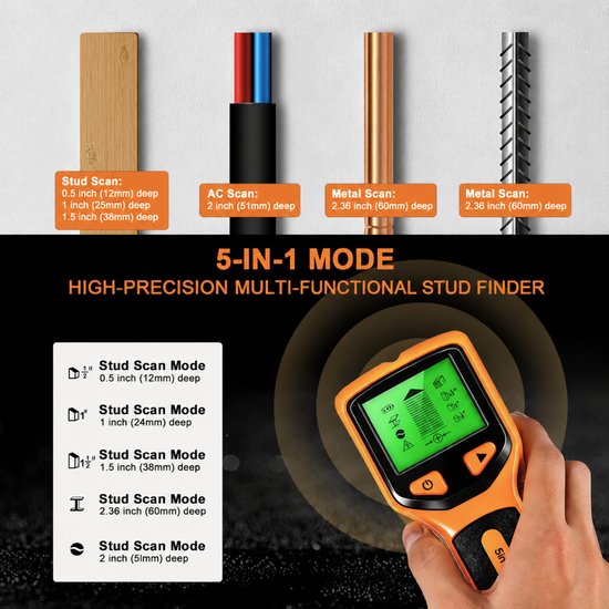 7078 : ADM 5-in-1 Stud Finder & Wall Detector