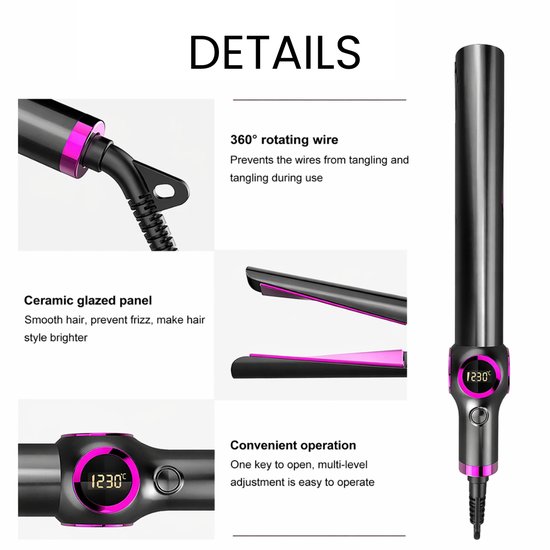 2286 : 2-in-1 Ceramic Hair Straightener & Curler