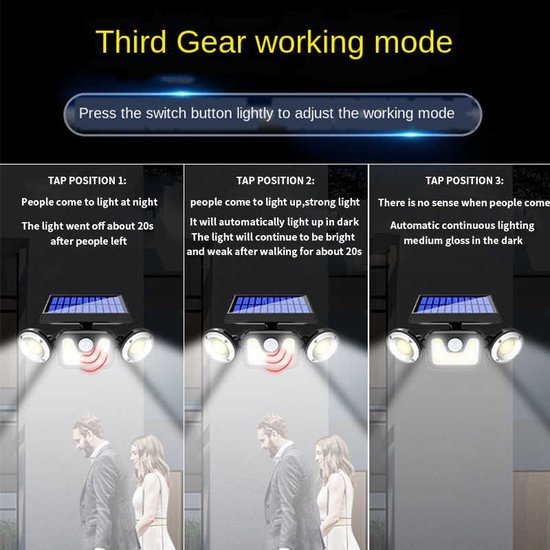 099 : LAMPA SOLARNA Z CZUJNIKIEM RUCHU ZMIERZCHU POTRÓJNA UFO/SOLAR LAMP WITH MOTION AND DUSK SENSOR WITH COB SYSTEM UFO