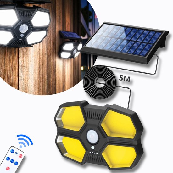 WATERPROOF SOLAR LAMP WITH REMOTE CONTROL – 108 LED