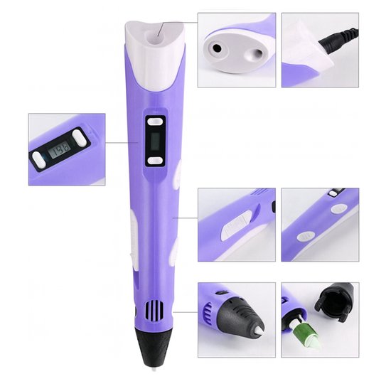 433V-2 : Długopis drukarka 3D - FIOLETOWY - DUŻY /3D PRINTER PEN VIOLET BIG