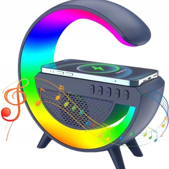 500 : LAMPA LED Z ŁADOWARKĄ QI I GŁOŚNIKIEM BLUETOOTH/LED PHONE STAND