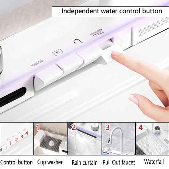 587 : Zestaw zlew kuchenny z baterią - biały/ Multifunkcional sink
