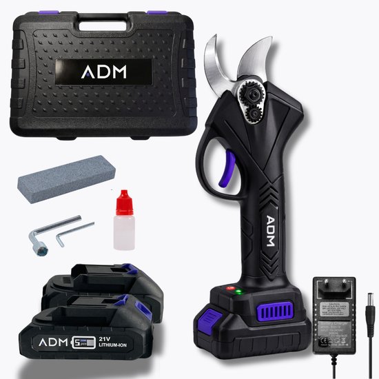 466-1 : ADM Cordless electric pruner for tree branches with 2 batteries 21V-Purple