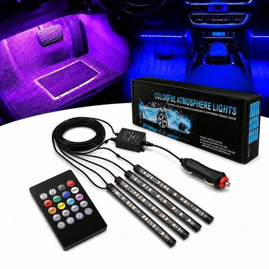 2280 : Car Interior LED Atmosphere Lights 12V with Music Sync & Remote Control