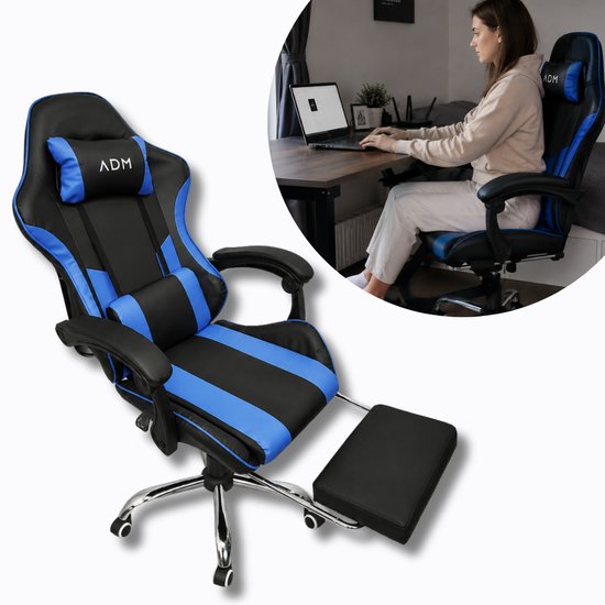 ADM Ergonomiczny Fotel Gamingowy z Podnóżkiem
