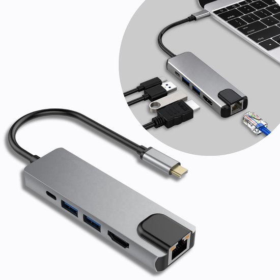 USB-C Hub 5-in-1 Multiport Adapter HDMI 4K