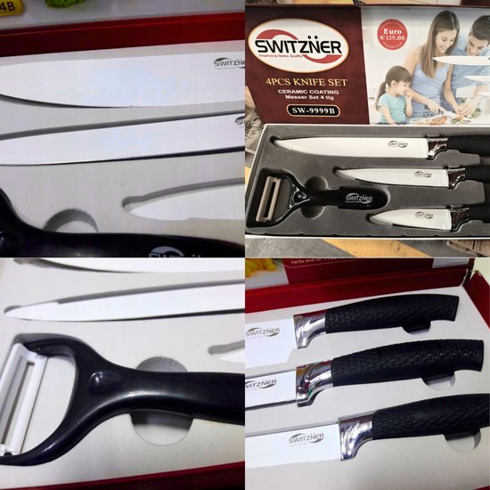 446-1 : NOŻE KUCHENNE CERAMICZNE 4 EL BIAŁE OSTRZA /WHITE CERAMIC KITCHEN