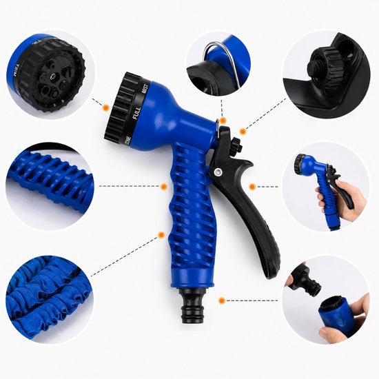 453-2 : Expandable Garden Hose with 7-Mode Spray Gun – 30M, Blue