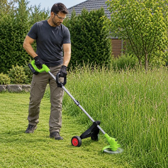 7133 : ADM Cordless Lawn Trimmer with Support Wheels