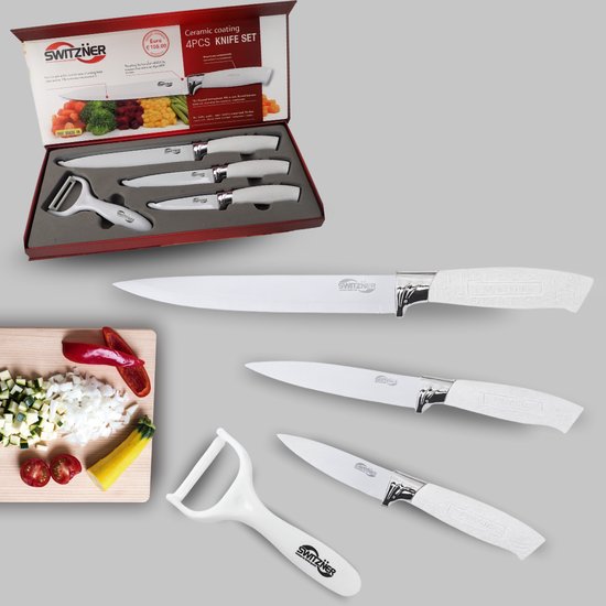 NOŻE KUCHENNE CERAMICZNE 4 EL BIAŁE /WHITE CERAMIC KITCHEN