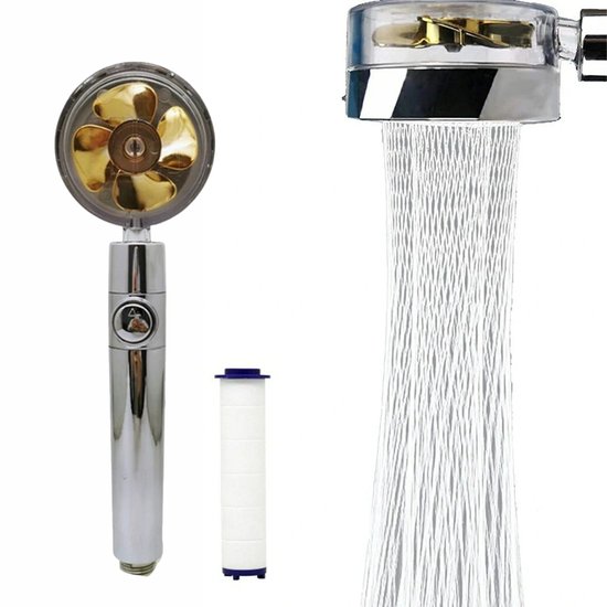 Showerhead with turbine and filter- Yellow