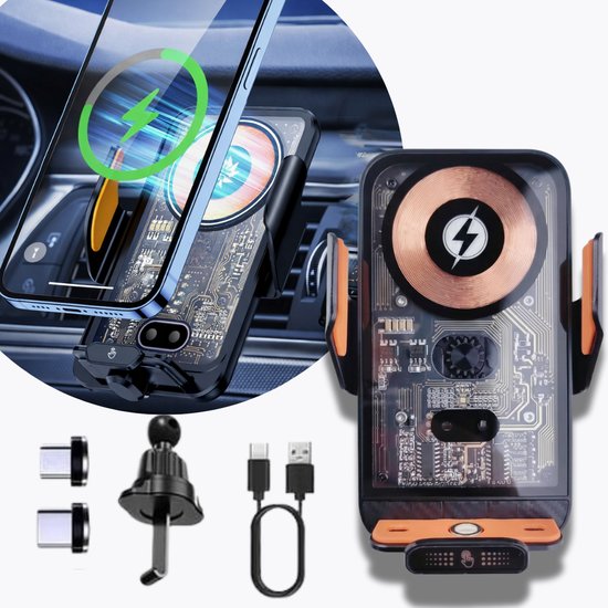 7066 : 15W car phone holder with wireless charging