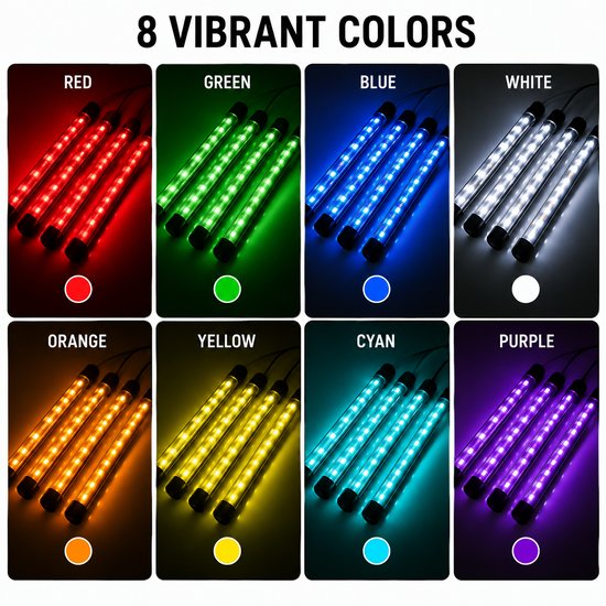 2280 : Car Interior LED Atmosphere Lights 12V with Music Sync & Remote Control
