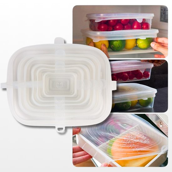 Universal Silicone Stretch Lids – 6 pcs, White